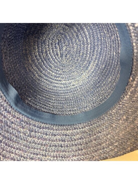 Vintage Villager Periwinkle Straw Cloche Hat Floral Rosette Church Derby Party main image 14
